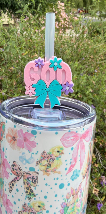 God Floral Straw Topper