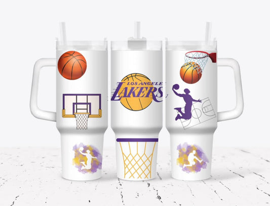 LA Lakers Basketball 40oz Tumbler with Handle