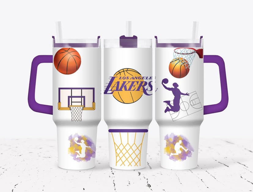 LA Lakers Basketball 40oz Tumbler with Handle