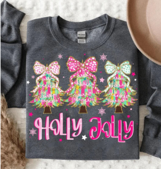 Holly Jolly Glitter Christmas Trees T-Shirt or Sweatshirt