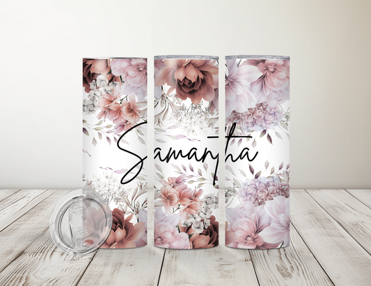 Personalized Pastel Floral 20 oz Tumbler