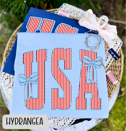 USA Striped Bows Shirt - Comfort Colors