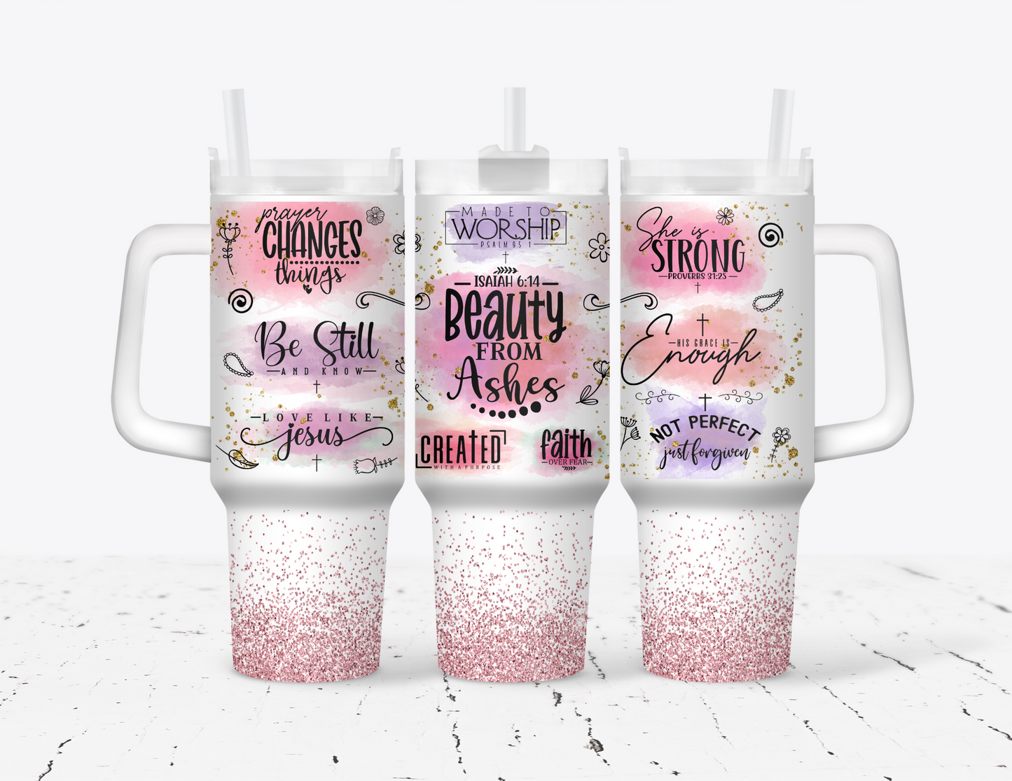 Beauty from Ashes Faith 40 oz Tumbler with handle