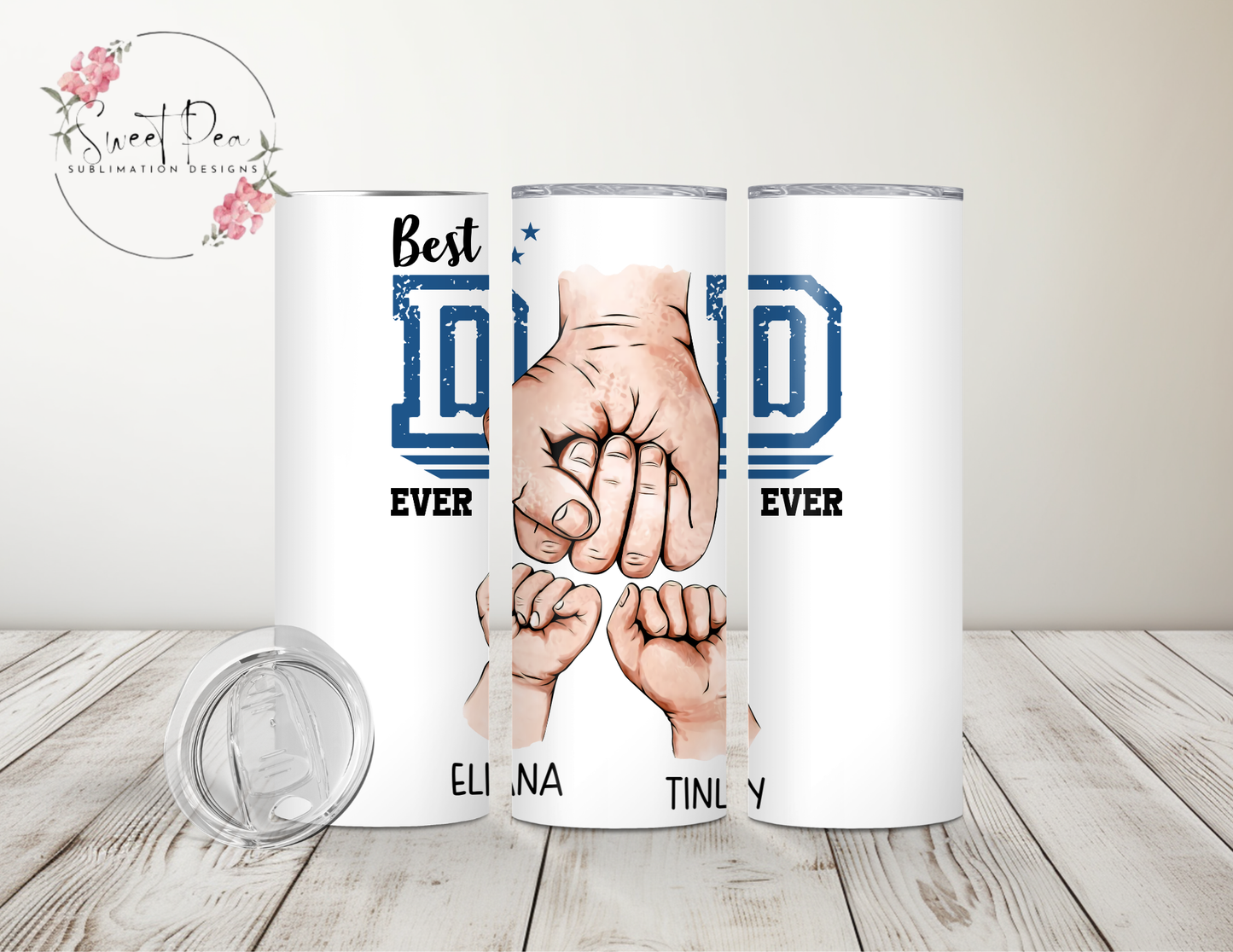 Best Dad Ever Personalized Hands 20oz Tumbler - Up to 4 Hands
