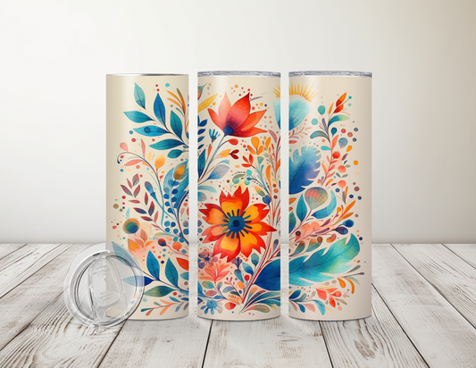 Colorful Flowers 20 oz Tumbler