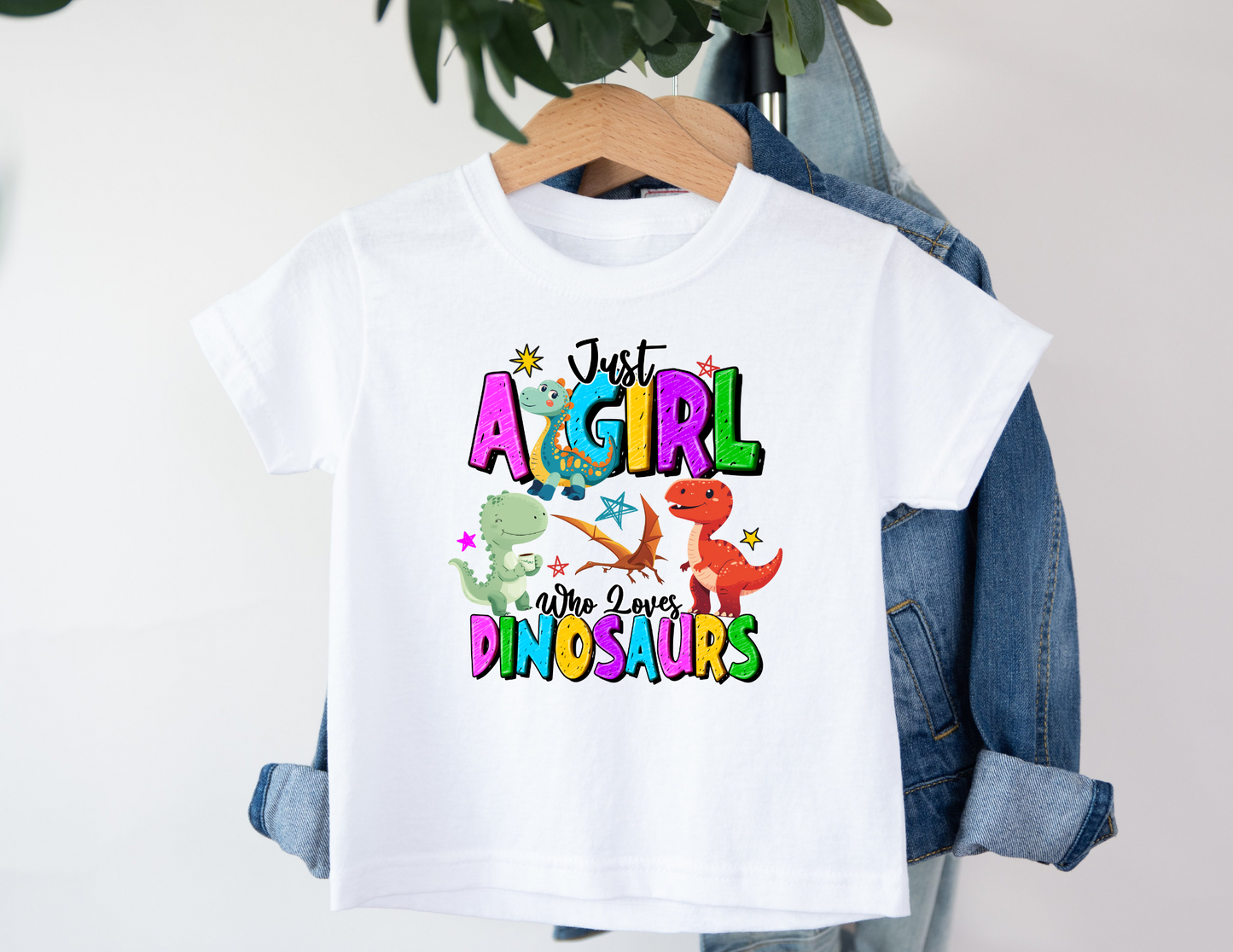 Just a Girl who Loves Dinosaurs Colorful T-Shirt
