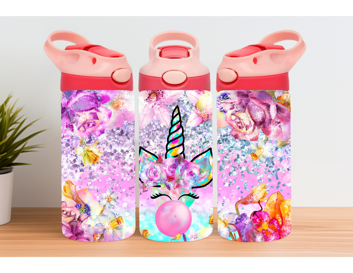 Colorful Unicorn Kids Flip Top Tumbler