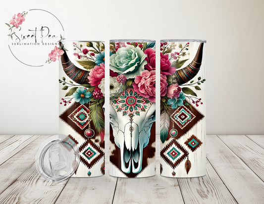 Cow Skull Aztec 20oz Tumbler