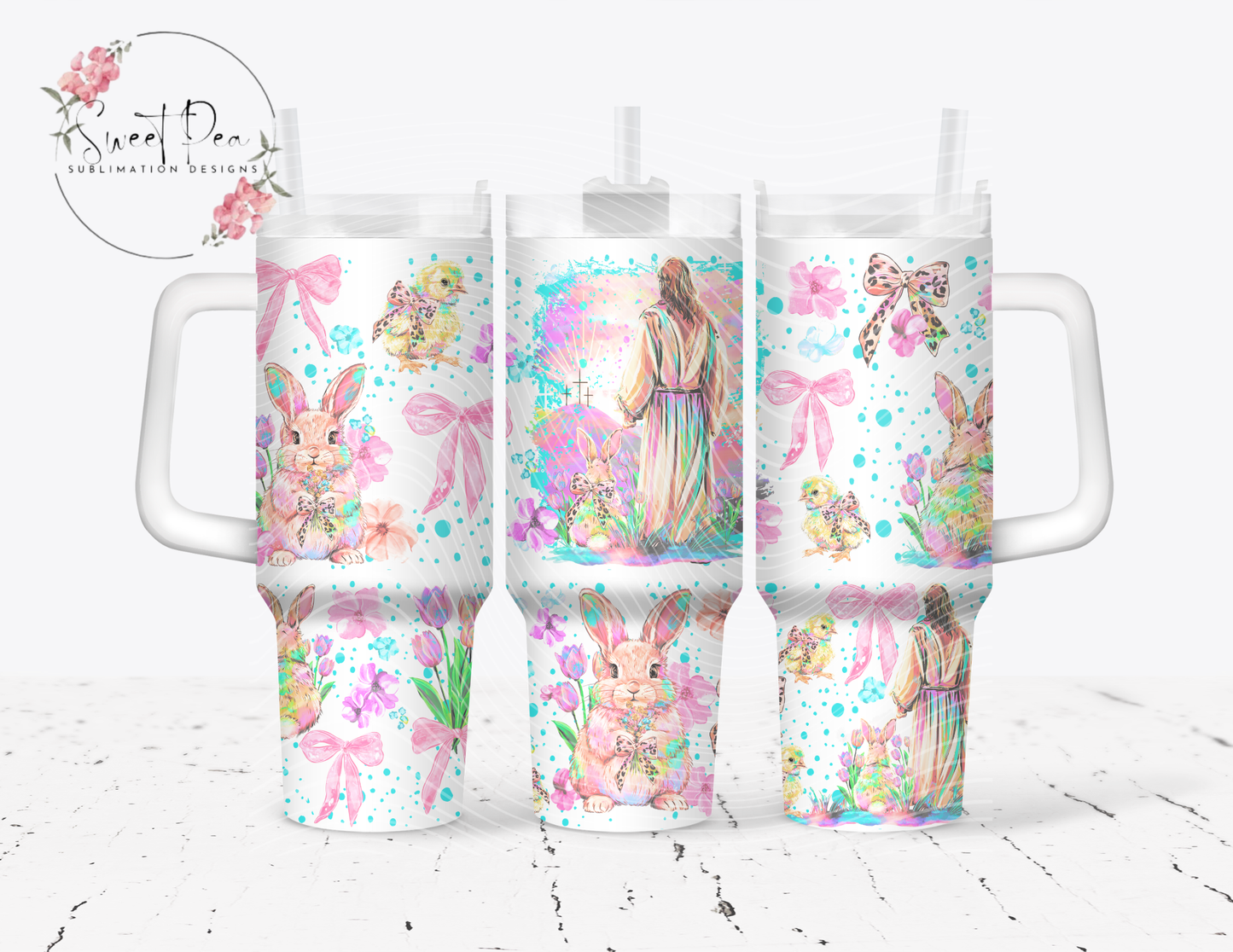 Jesus & Bunny Christian Watercolors 40oz Tumbler