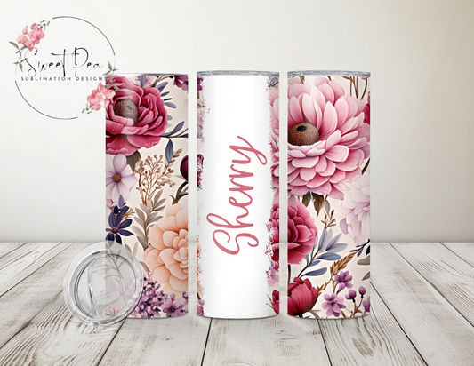 Personalized Floral 20oz Tumbler