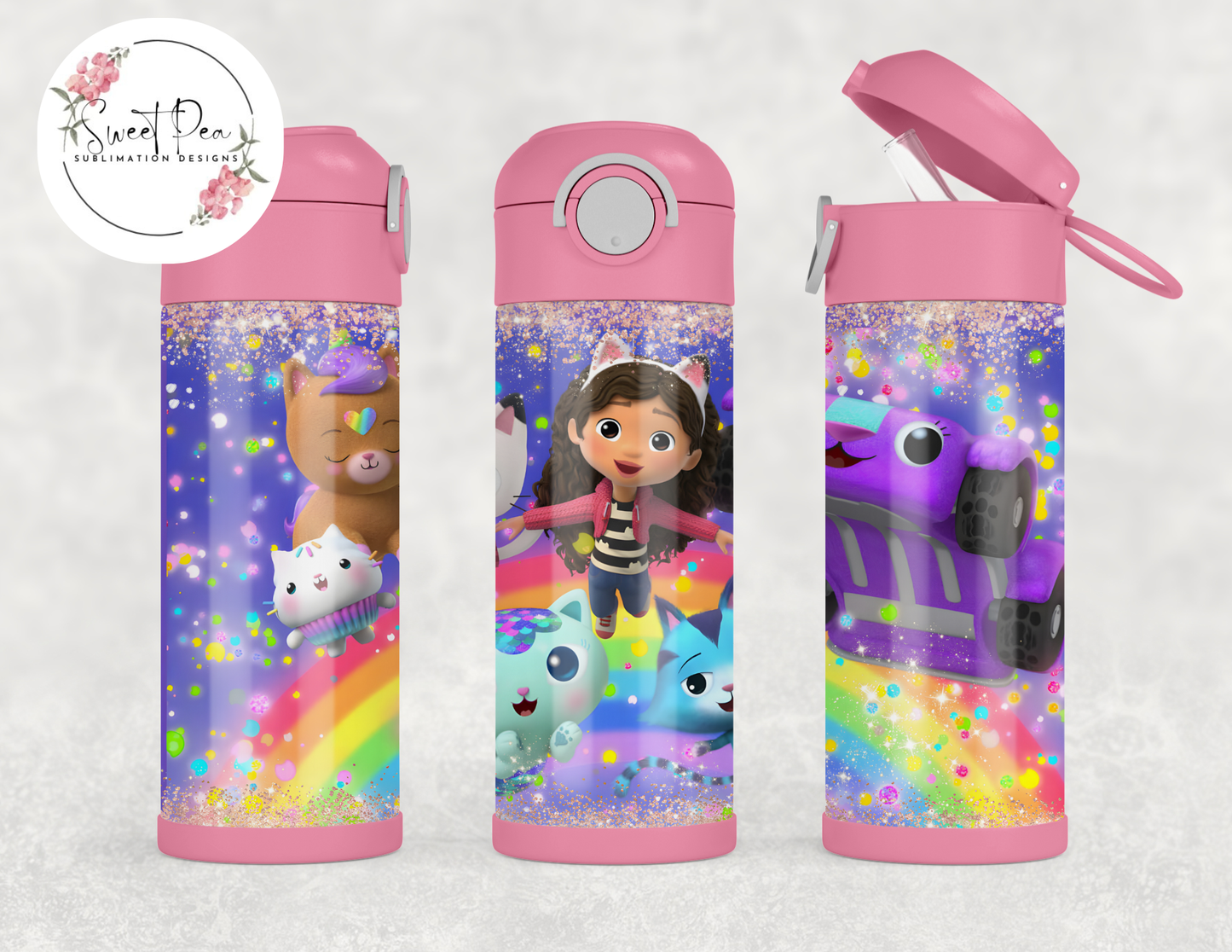 Gabby's Dollhouse Kids 12oz Flip Top Tumbler