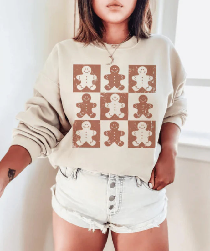 Checkered Gingerbread Man T-shirt or Sweatshirt