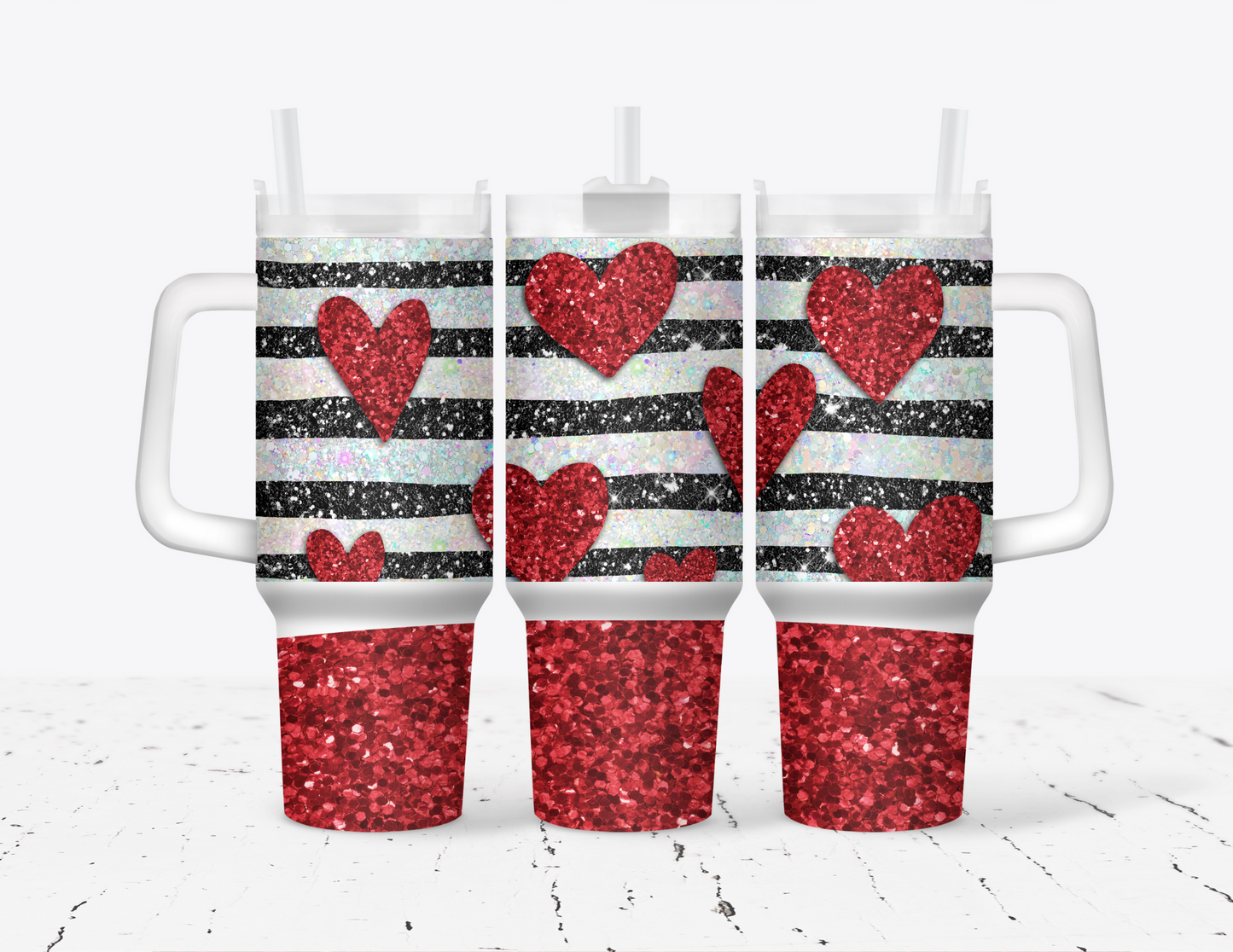 Glitter Valentine's Day 40 oz Tumbler with handle