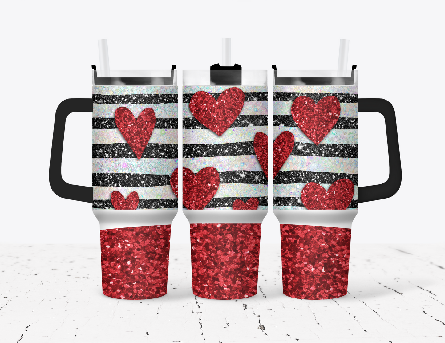 Glitter Valentine's Day 40 oz Tumbler with handle