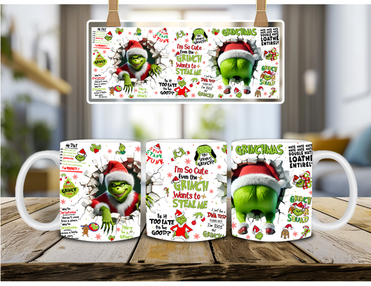 3D Green Christmas Character Coffee Mug