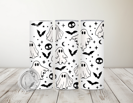 Halloween Black & White 20oz Skinny Tumbler