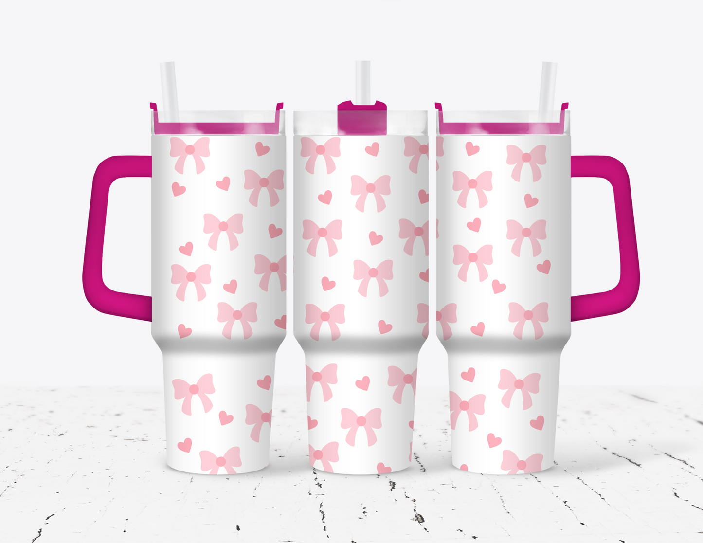 Bows & Hearts 40oz Tumbler with Handle