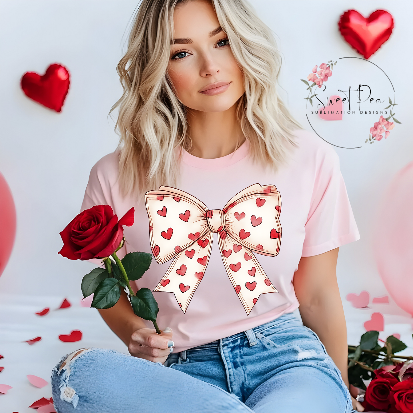 Valentines Bow T-shirt or Sweatshirt