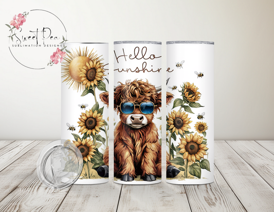Sunflowers Hello Sunshine Highland Cow 20oz Tumbler