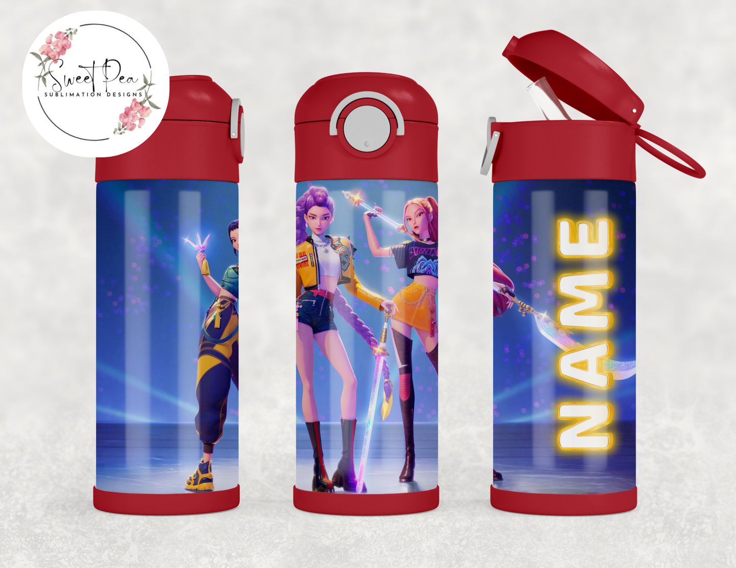 K-Pop Demon Hunters Huntrix 12 oz Kids Flip Top Tumbler