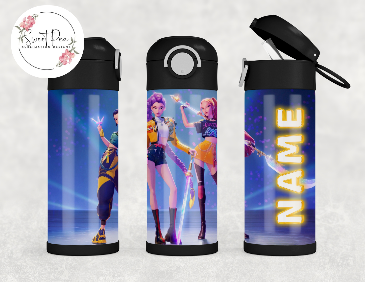 K-Pop Demon Hunters Huntrix 12 oz Kids Flip Top Tumbler