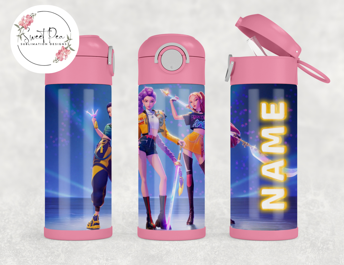 K-Pop Demon Hunters Huntrix 12 oz Kids Flip Top Tumbler