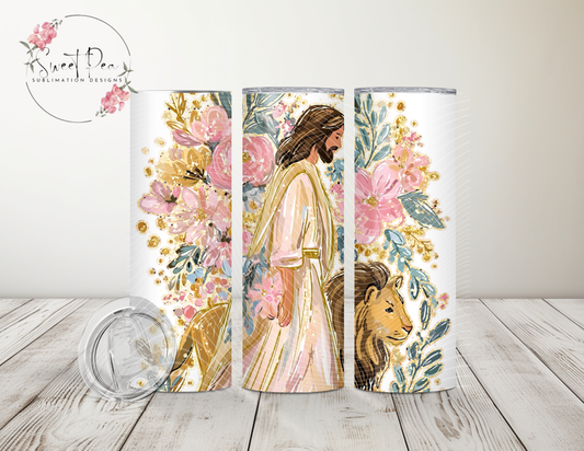 Lion Jesus Floral 20oz Tumbler