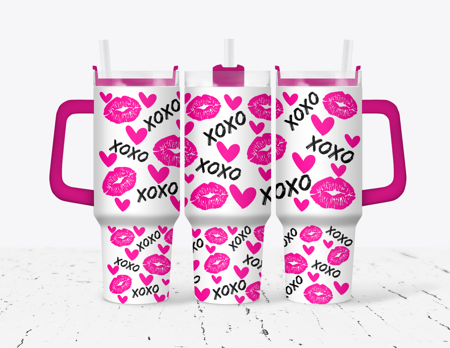 Kisses XOXO 40 oz Tumbler with handle