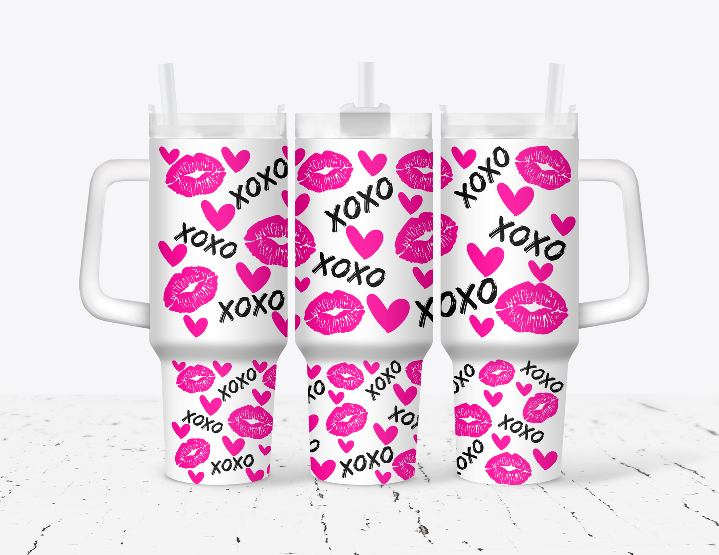 Kisses XOXO 40 oz Tumbler with handle