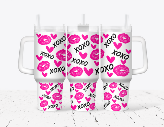 Kisses XOXO 40 oz Tumbler with handle