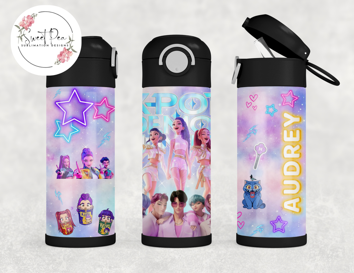 Huntrix K-Pop Demon Hunters 12oz Kids Flip Top Tumbler