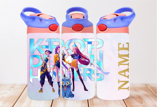 Huntrix Pink Kids Flip Top Tumbler