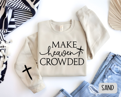 Make Heaven Crowded Sweatshirt with Cross Sleeve