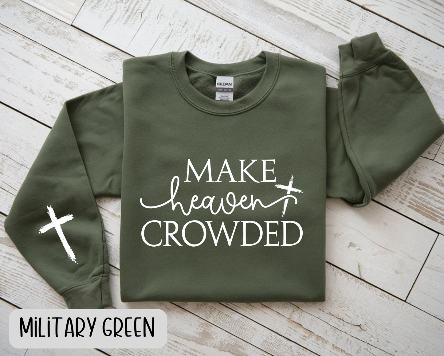 Make Heaven Crowded Sweatshirt with Cross Sleeve