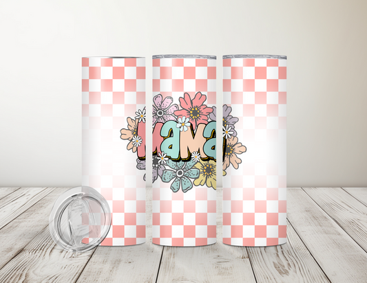 Mama pink checkered 20oz Tumbler