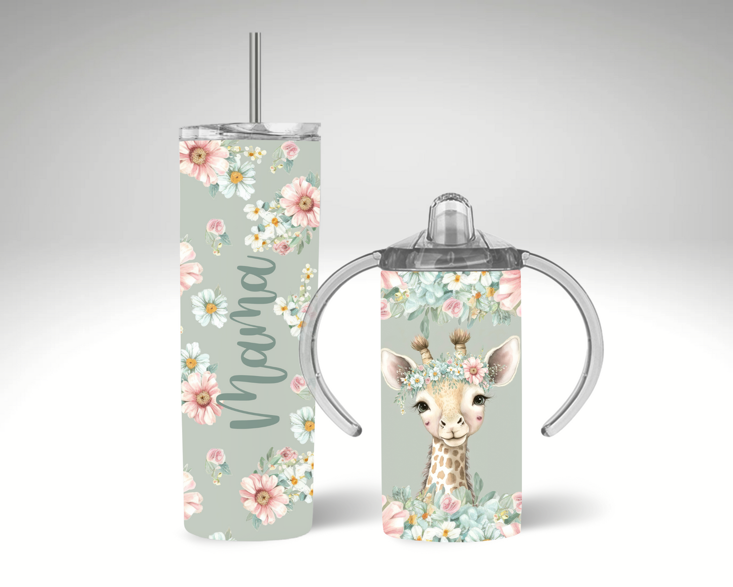 Mama & Mini Giraffe Matching Tumbler Set