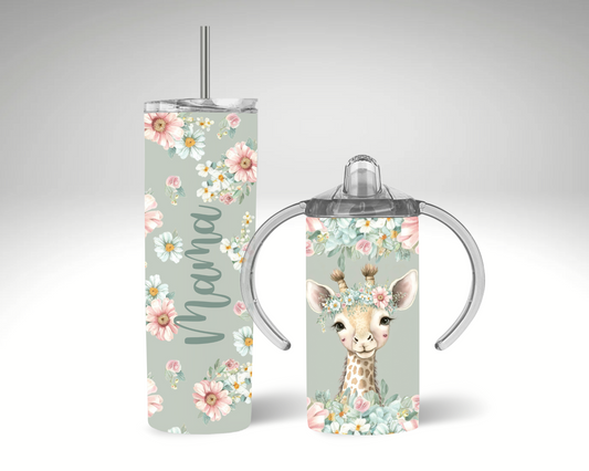 Mama & Mini Giraffe Matching Tumbler Set