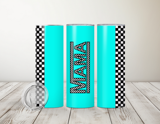 Mama Teal Checkered 20oz Tumbler