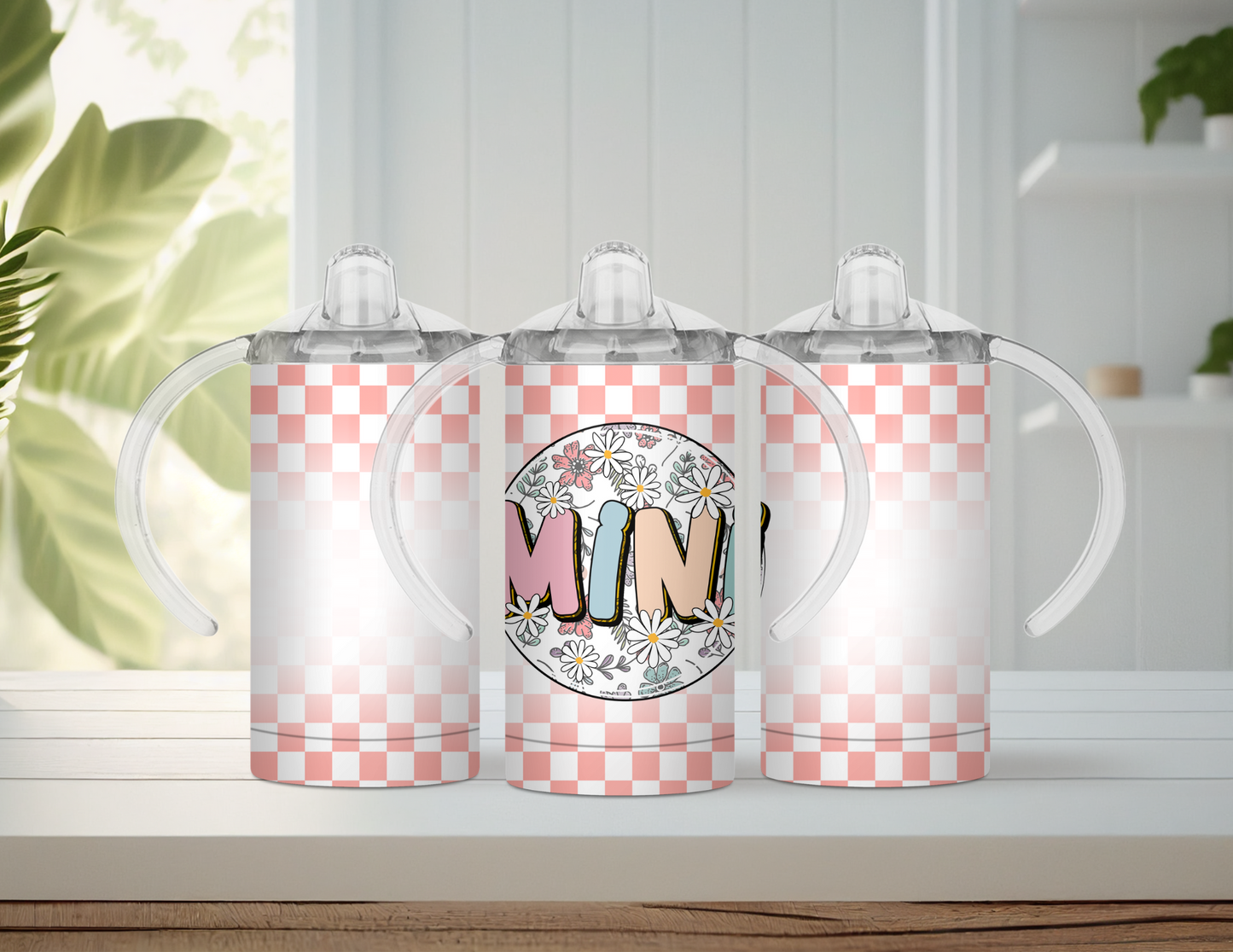 Mama & Mini Pink Checkered Matching Tumbler Set