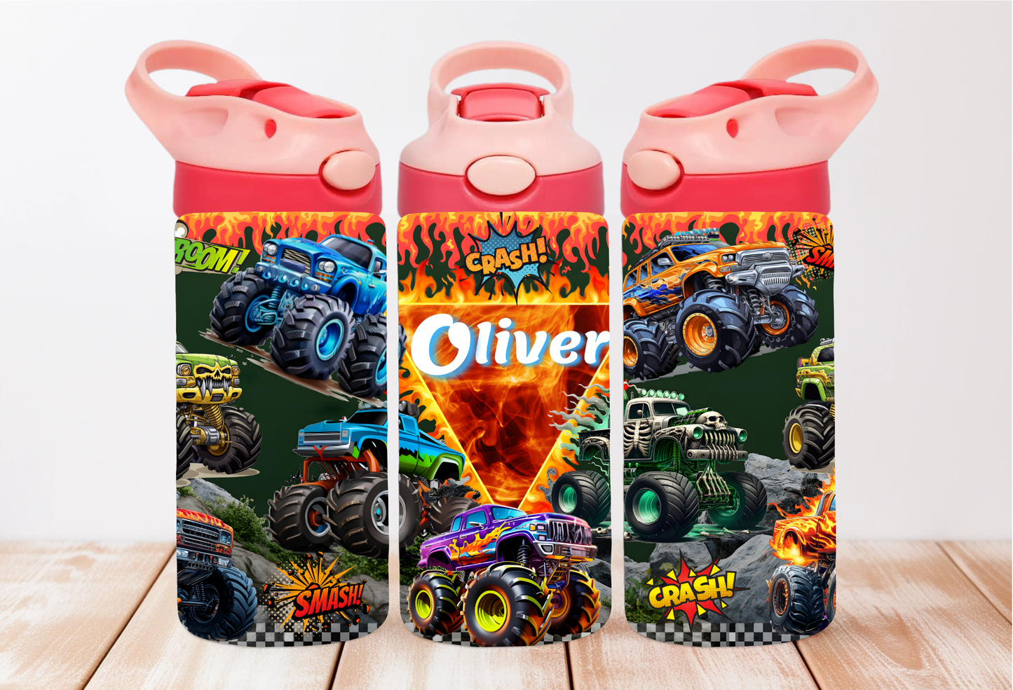Monster Trucks Kids 12oz Flip Top Tumbler