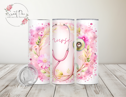 Nurse Pink Floral 20oz Tumbler
