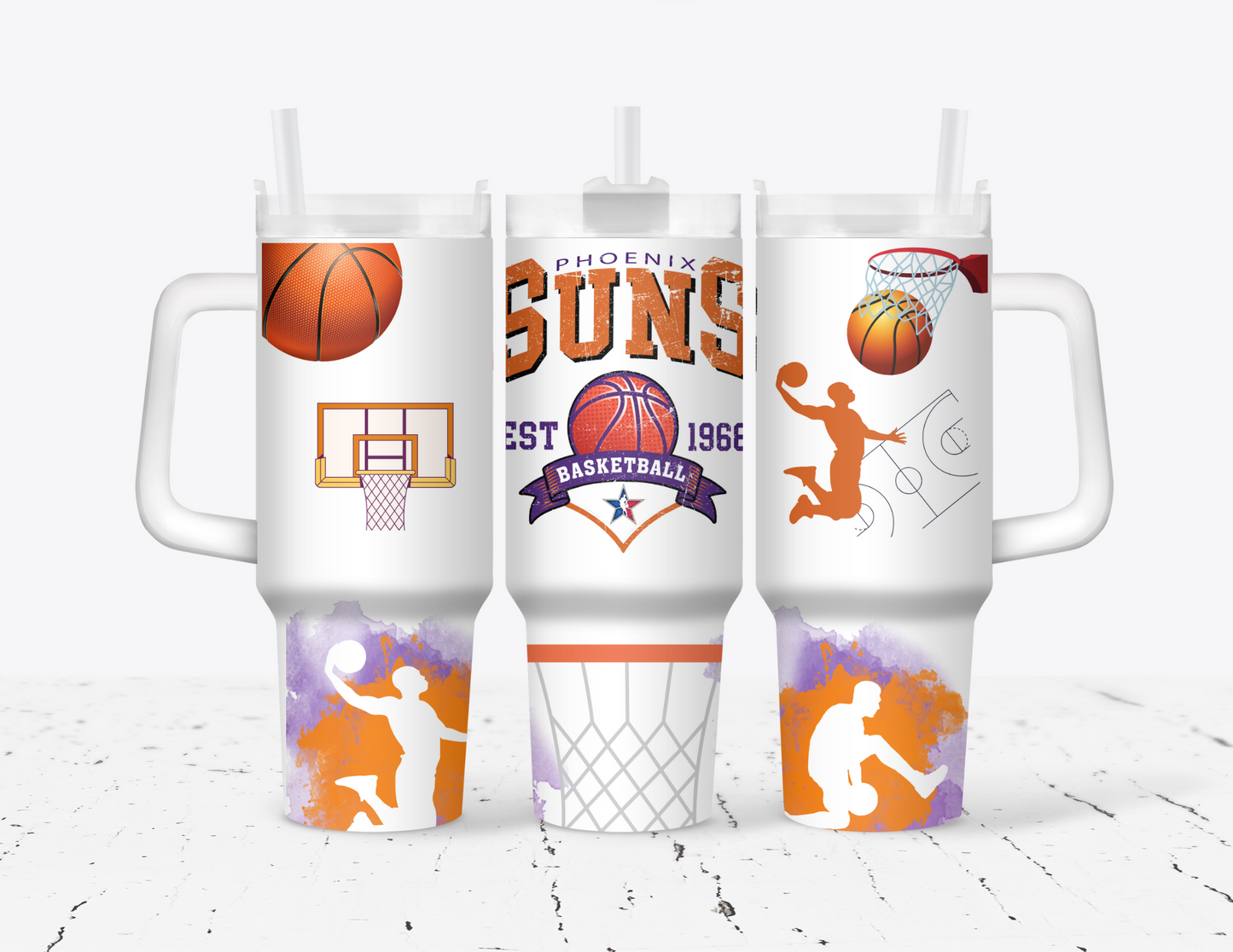 Phoenix Suns Basketball 40oz Tumbler with Handle