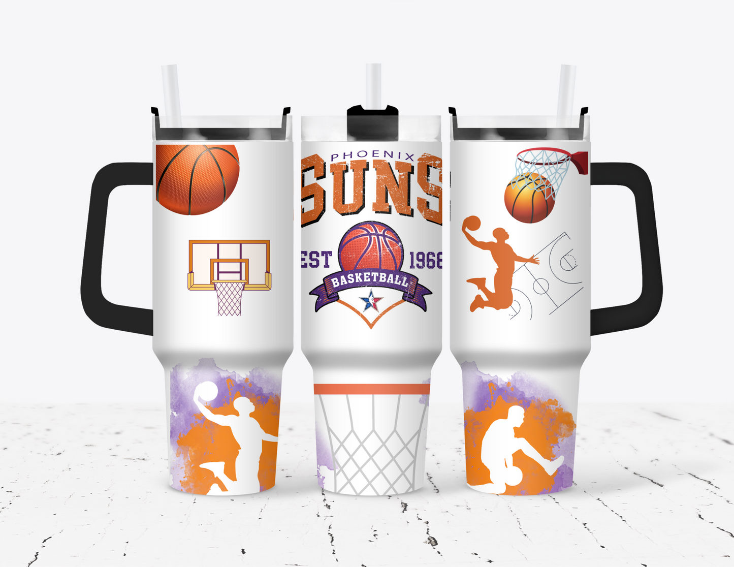 Phoenix Suns Basketball 40oz Tumbler with Handle