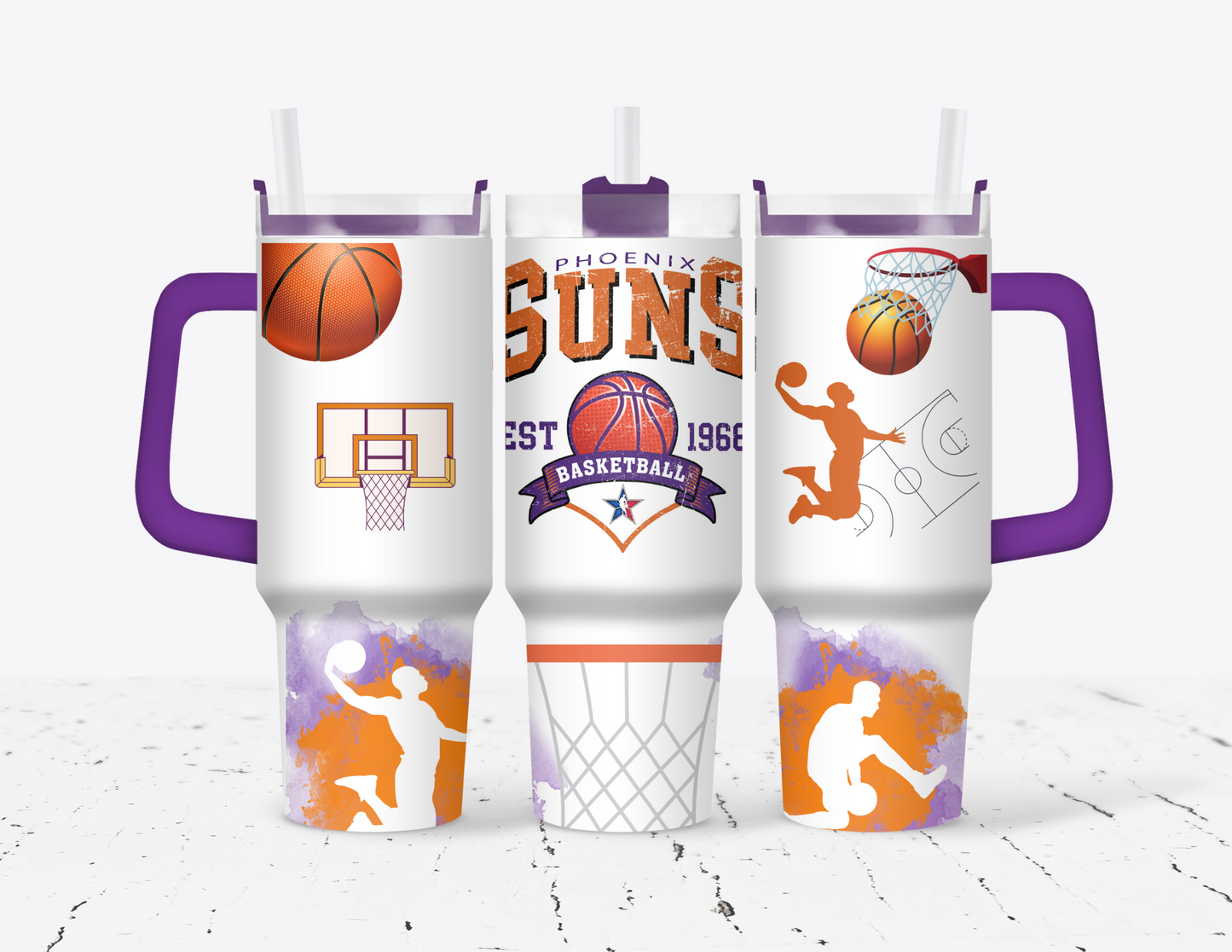 Phoenix Suns Basketball 40oz Tumbler with Handle