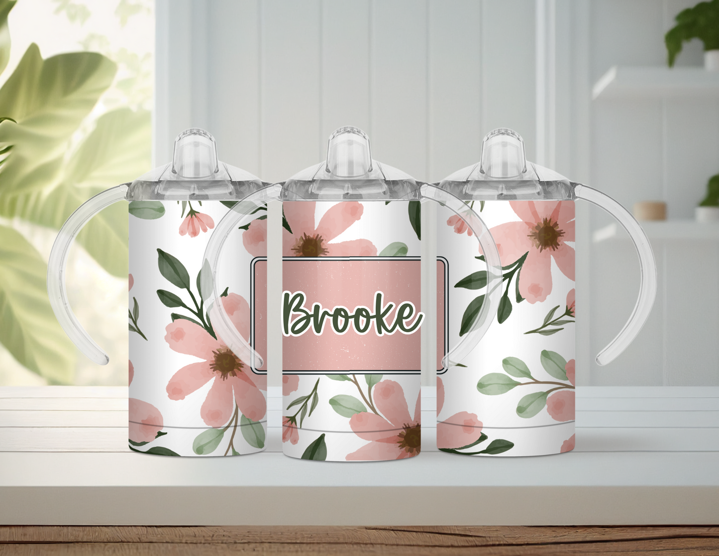 Personalized Floral Kids/Sippy Cup