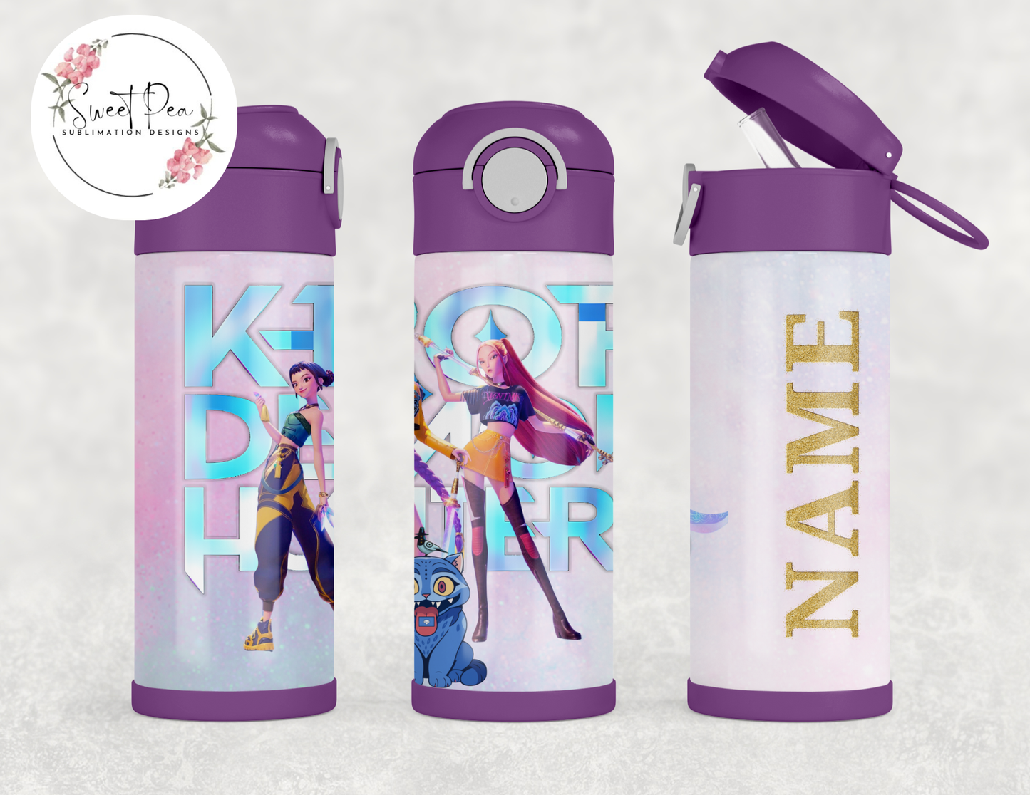 Huntrix K-Pop Demon Hunters 12oz Kids Flip Top Tumbler