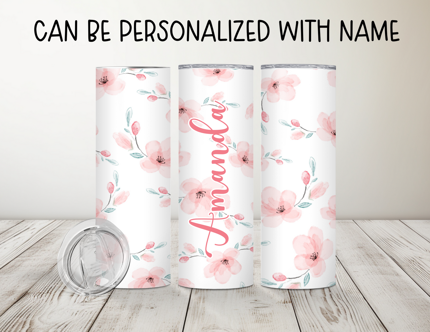 Personalized Pretty & PInk Floral 20oz Tumbler