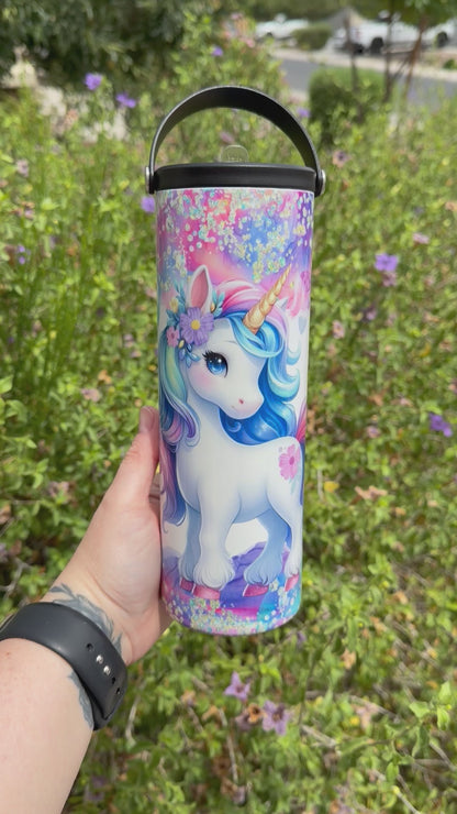 Unicorn, Butterflies & Sparkles 20oz Flip Top Tumbler