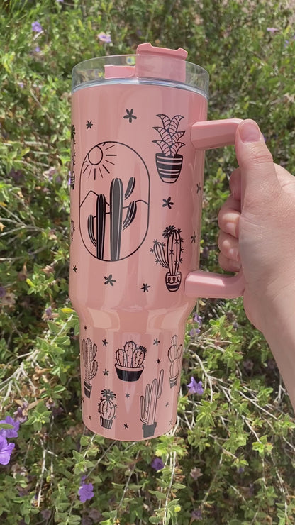 Pink Cactus 40oz Tumbler