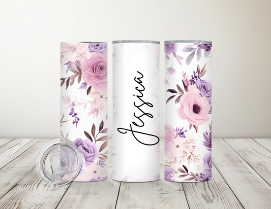 Pink and Purple Floral 20 oz Tumbler